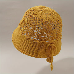 Hollow Flower Bucket Hat Crochet Breathable Sun Hat for Women