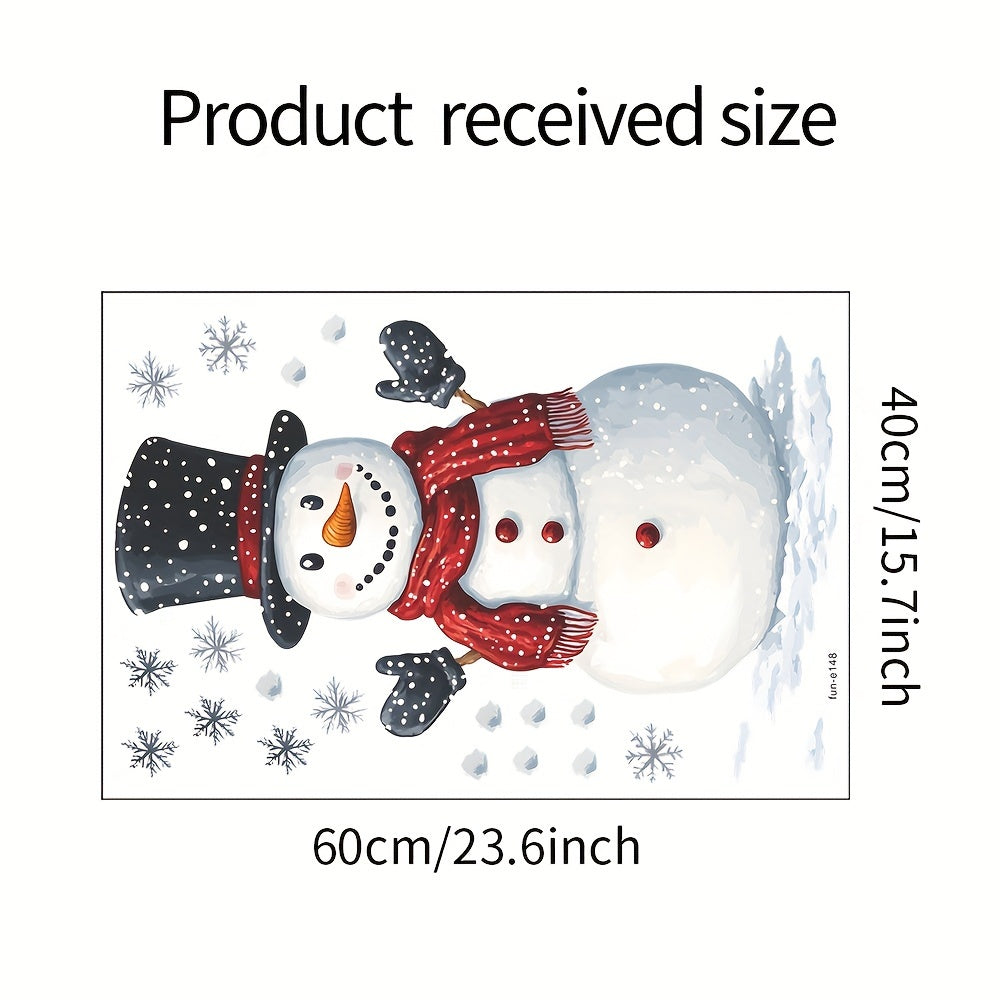 Festive Snowman & Snowflakes Wall Sticker Removable Decal 39.88x59 Holiday Decor