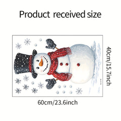 Festive Snowman & Snowflakes Wall Sticker Removable Decal 39.88x59 Holiday Decor