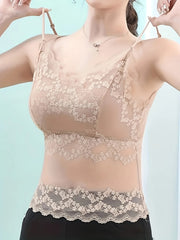 Lace Stitching Cami Top Sleeveless Criss Cross Back Women's Lingerie