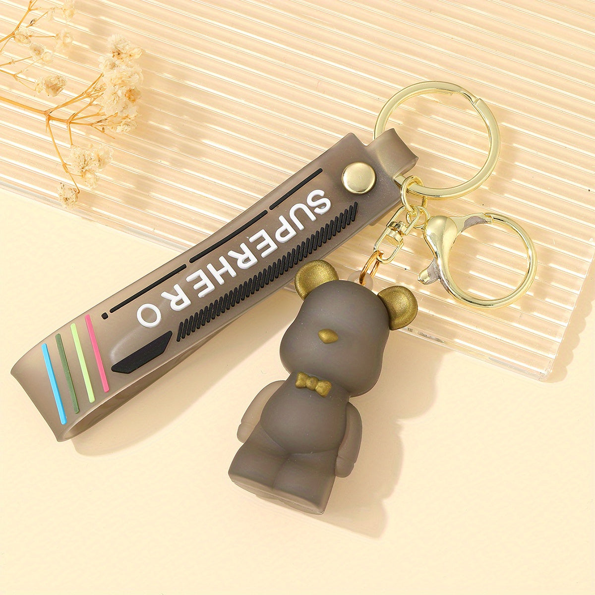 Acrylic Bear Keychain Transparent Frosted Bowknot Bear Keychain