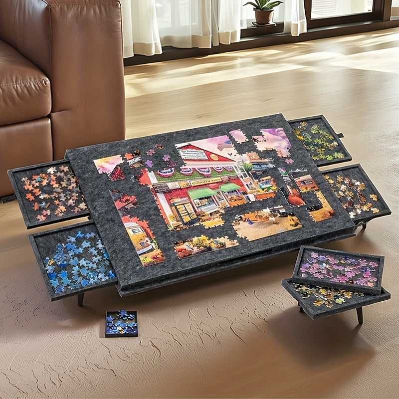Deluxe Puzzle Table with 6 Drawers and Inclined Board Cover