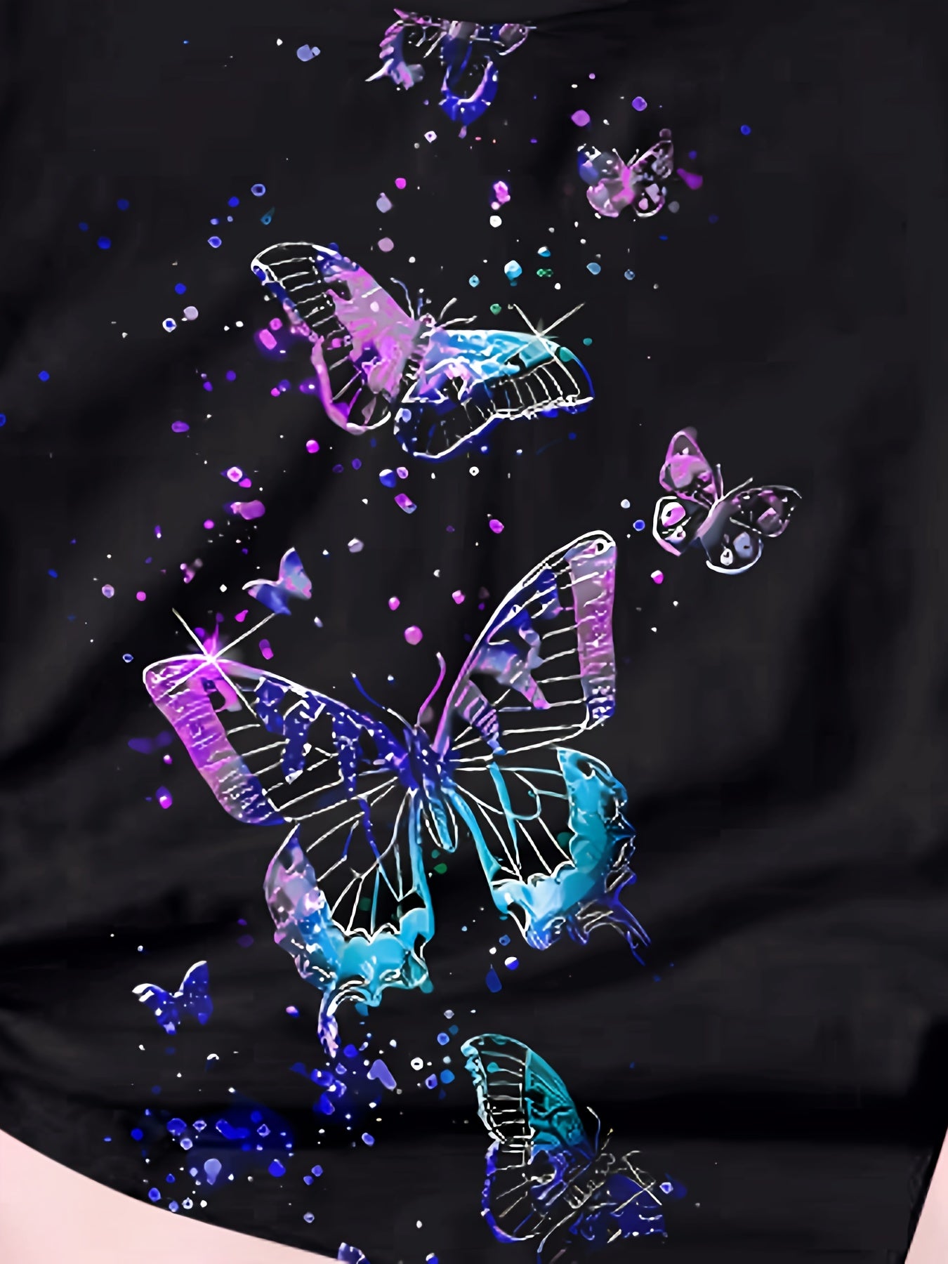 Tie Dye Butterfly Print Short Sleeve T-shirt for Girls
