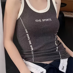 Letter Print Thermal Tank Top Women's Lingerie