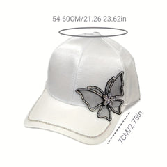 Rhinestone Butterfly Patch Baseball Cap Solid Dad Hat Casual Sun Hats For Women