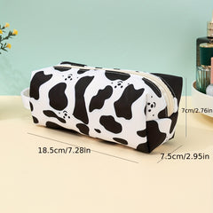 Smiling Face & Cow Print Makeup Bag Pencil Case