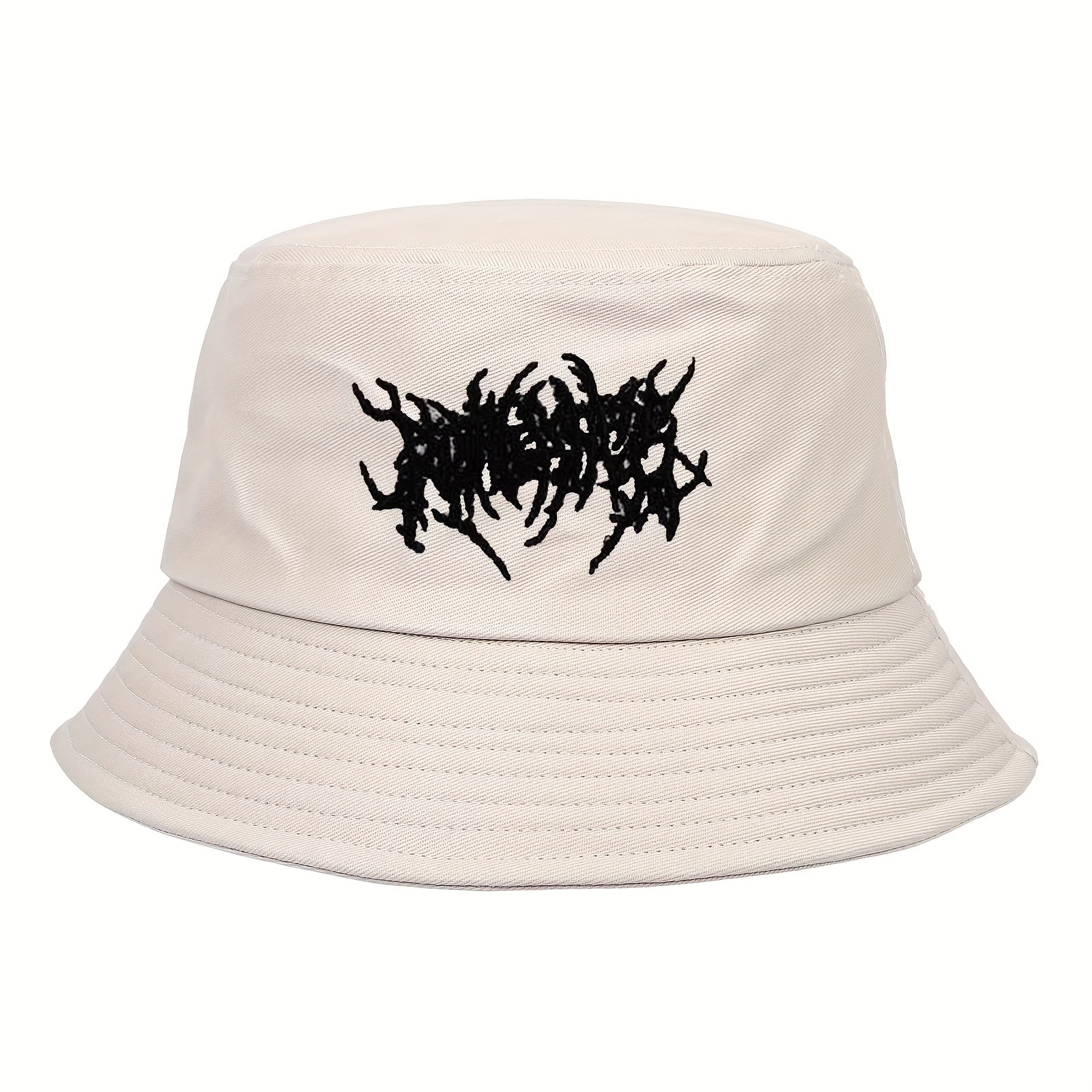 Gothic Embroidery Cotton Bucket Hat Unisex Lightweight Sunshade