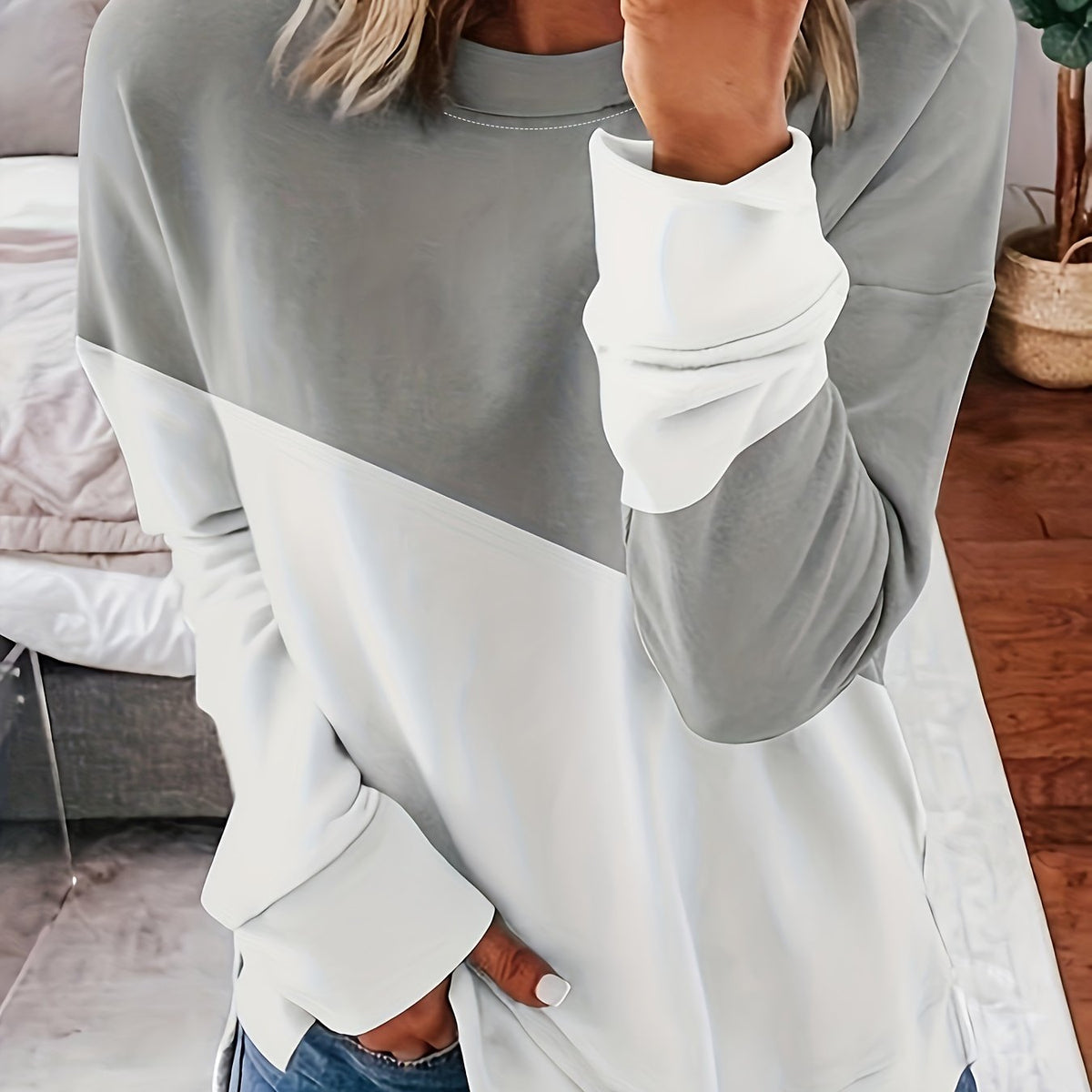 Casual Crew Neck Sweatshirt for Spring & Fall Women's Clothing