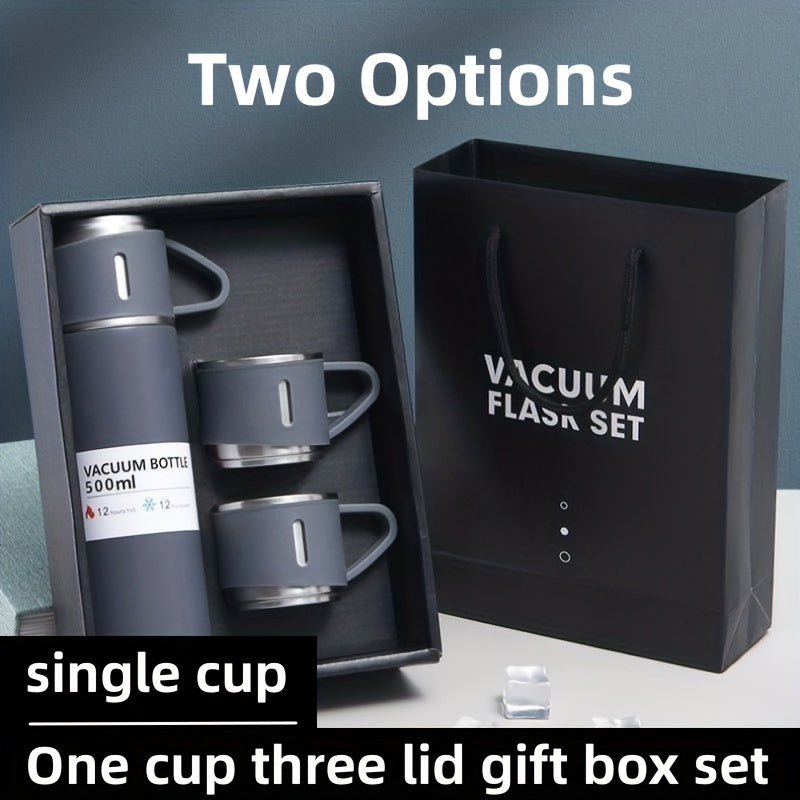 Stainless Steel Thermal Cup Set Double Layer Leakproof Water Bottle
