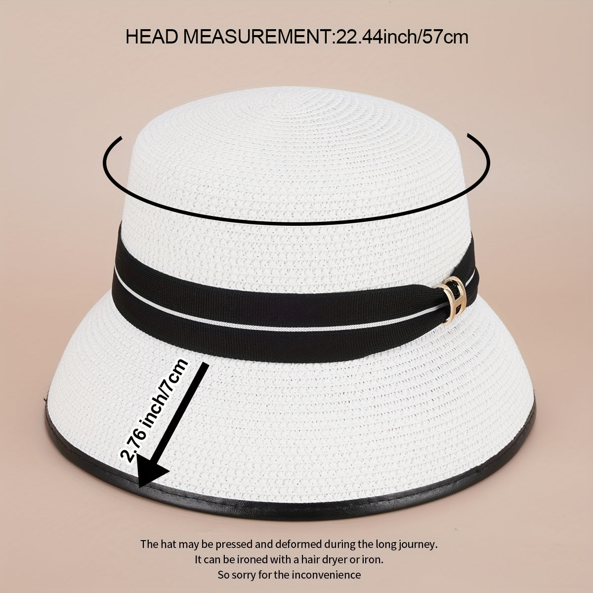 Straw Bucket Hat Strap Decor Classic Sunscreen Basin Hat Women