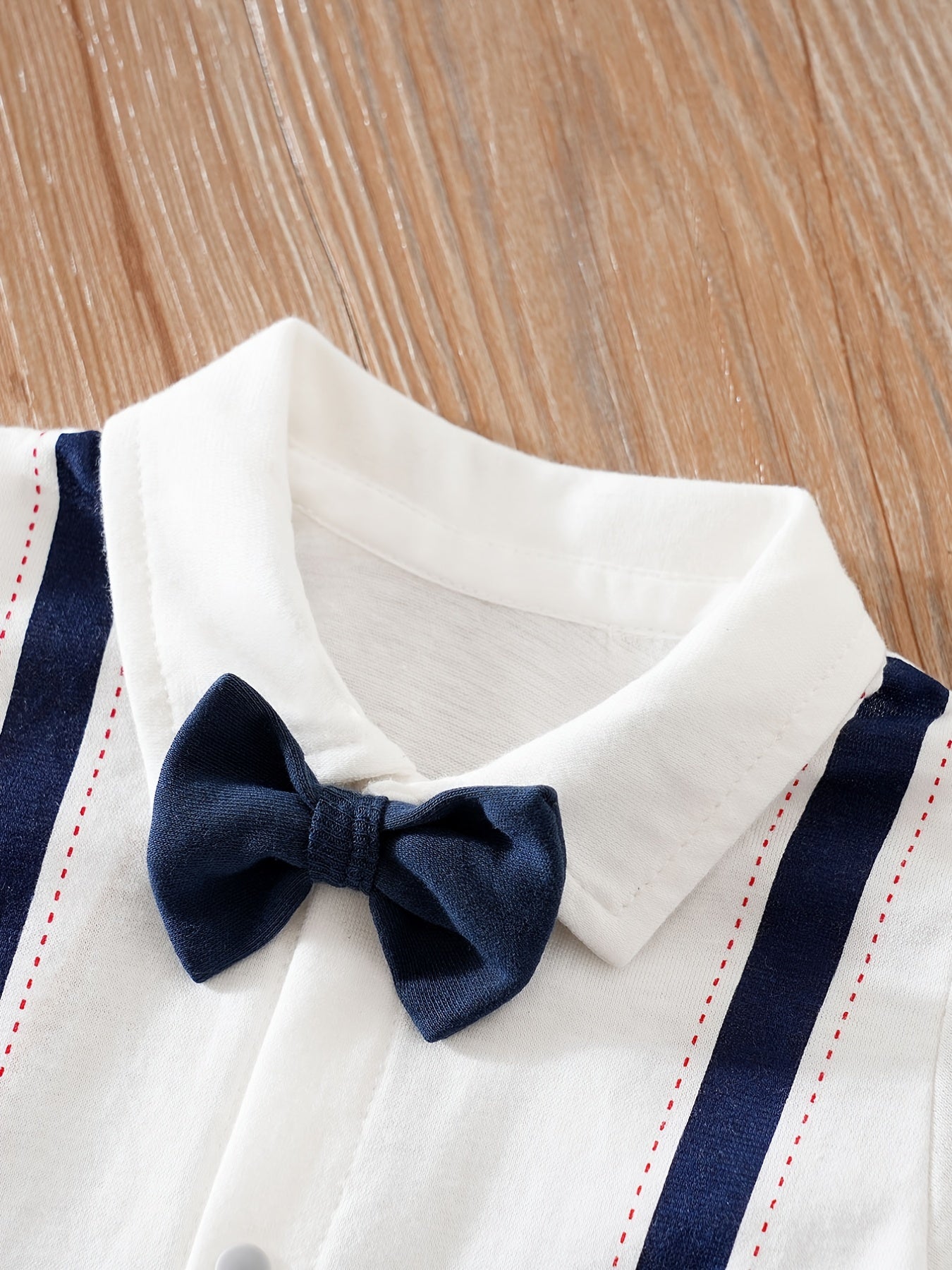 Newborn Infant Short Sleeve Gentleman Romper Cotton Button Bowtie Jumpsuits