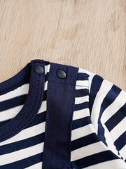 Baby Boys Elephant Print Striped Romper for Spring and Autumn