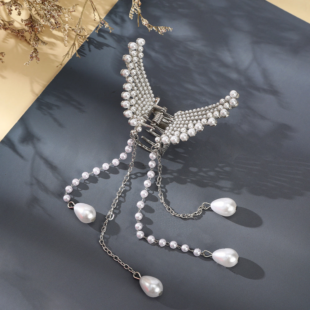 Long Tassel Hair Claw Clips Rhinestone Butterfly Hair Barrettes for Women