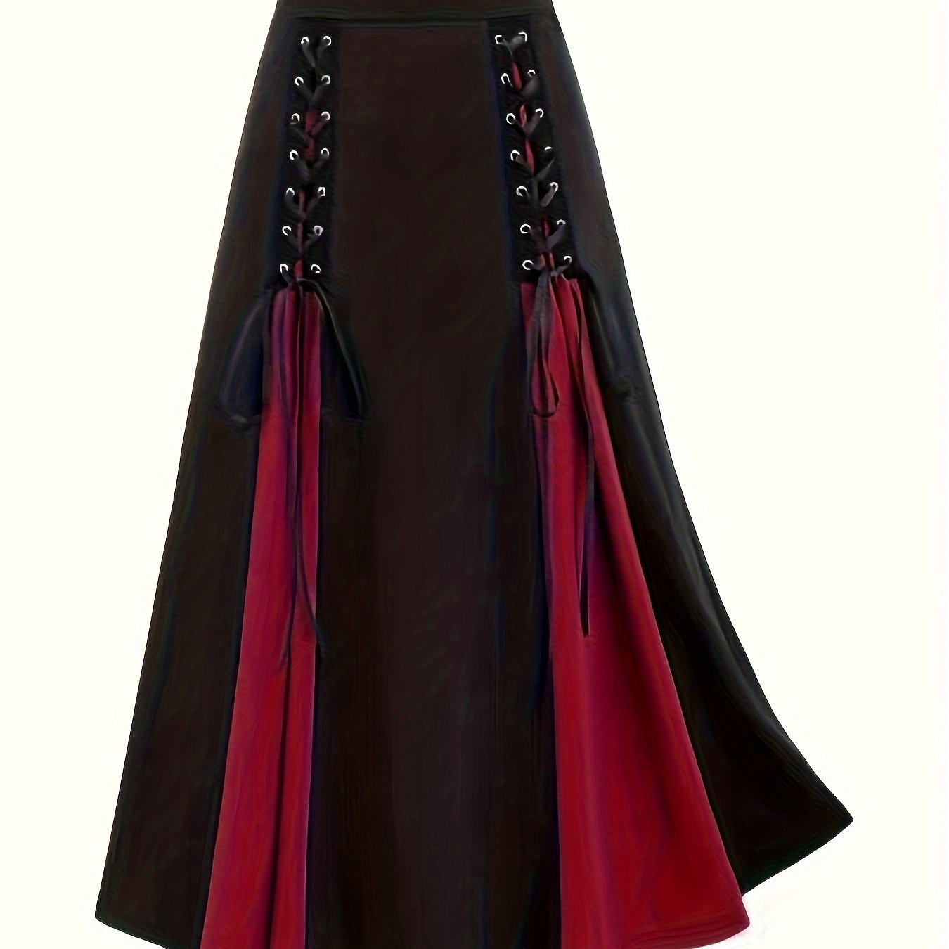  Colorblock Grommet Lace Up A-line Skirt