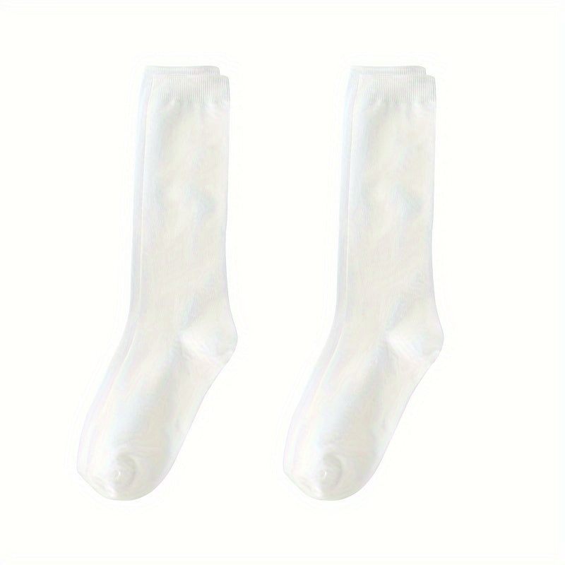 2 Pairs Solid Socks All Match Women's Stockings & Hosiery
