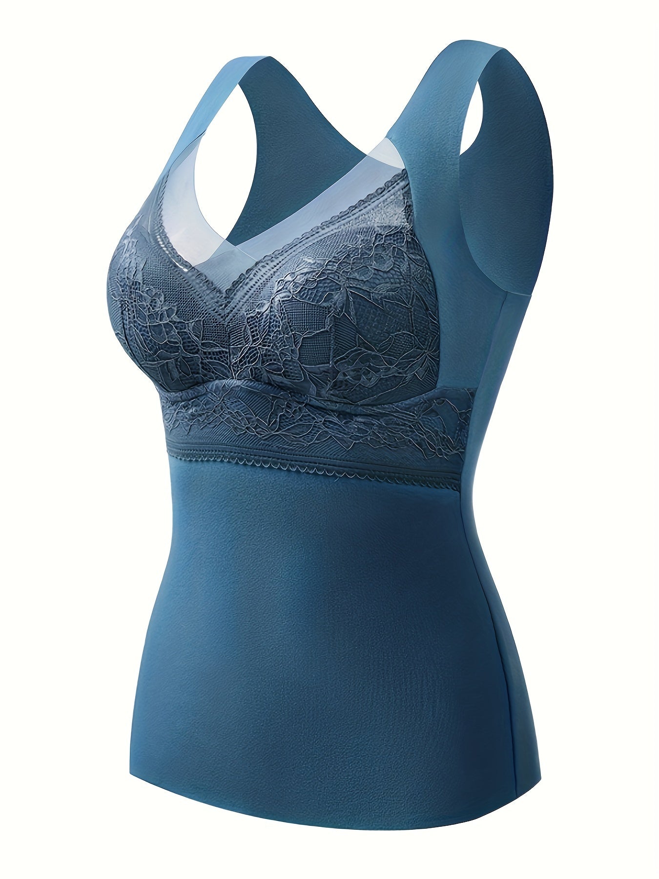 Soft V Neck Lace Stitching Thermal Underwear Top