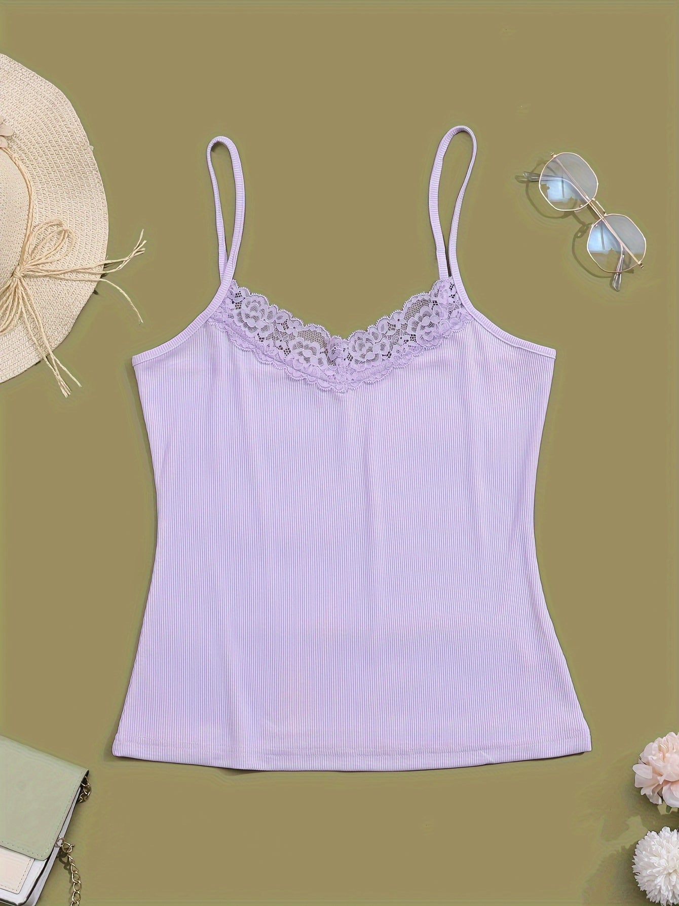 3pcs Lace V Neck Cami Top Lounge Tops