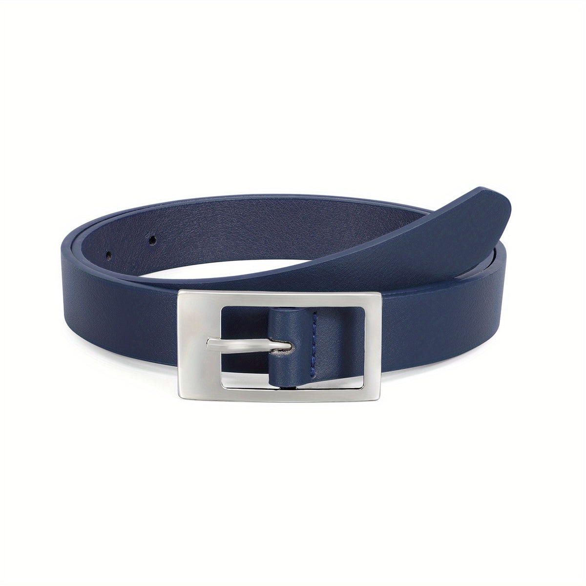 Classic Thin Belt Rectangular Buckle PU Leather Belt For Women