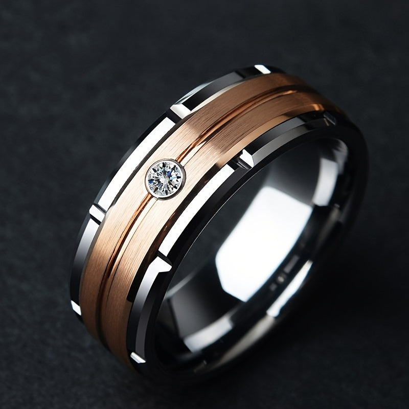 Men's Two Tone Stainless Steel Ring 8mm