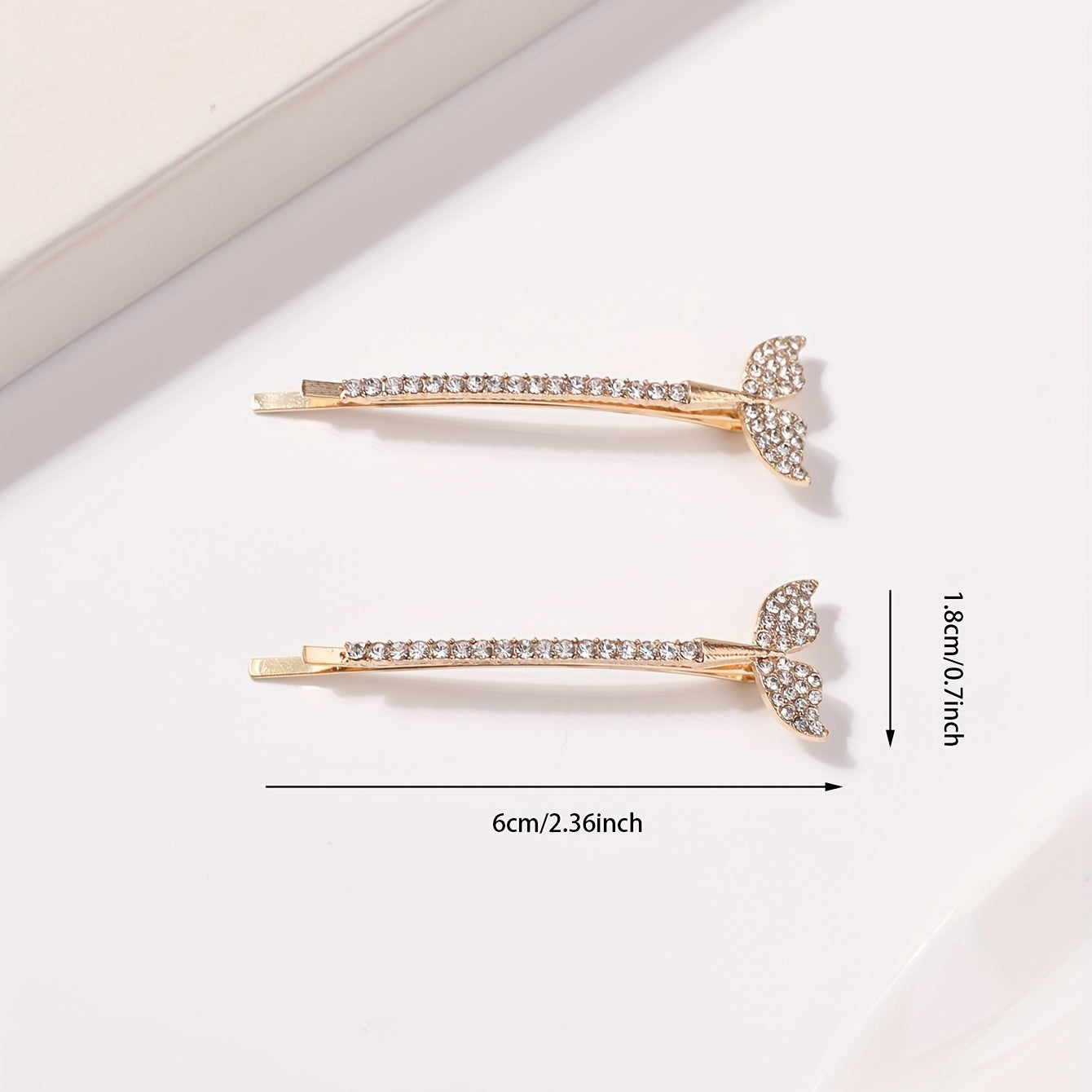 2pcs Mermaid Tail Hair Clip Bobby Pin Barrette Rhinestone Hair Slides Clip