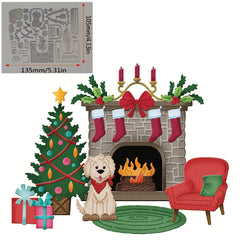 1pc Christmas Fireplace Dog Car Metal Cutting Dies for DIY Cards Scrapbooking