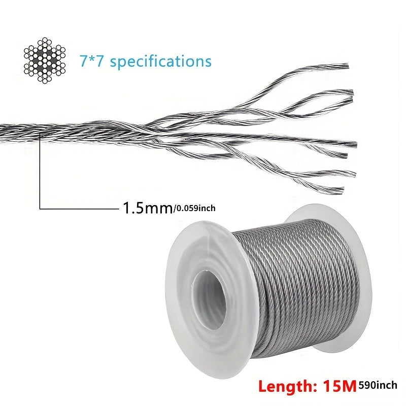 139.7cm Wire Rope Outdoor Hanging Kit with Turnbuckles and Hooks