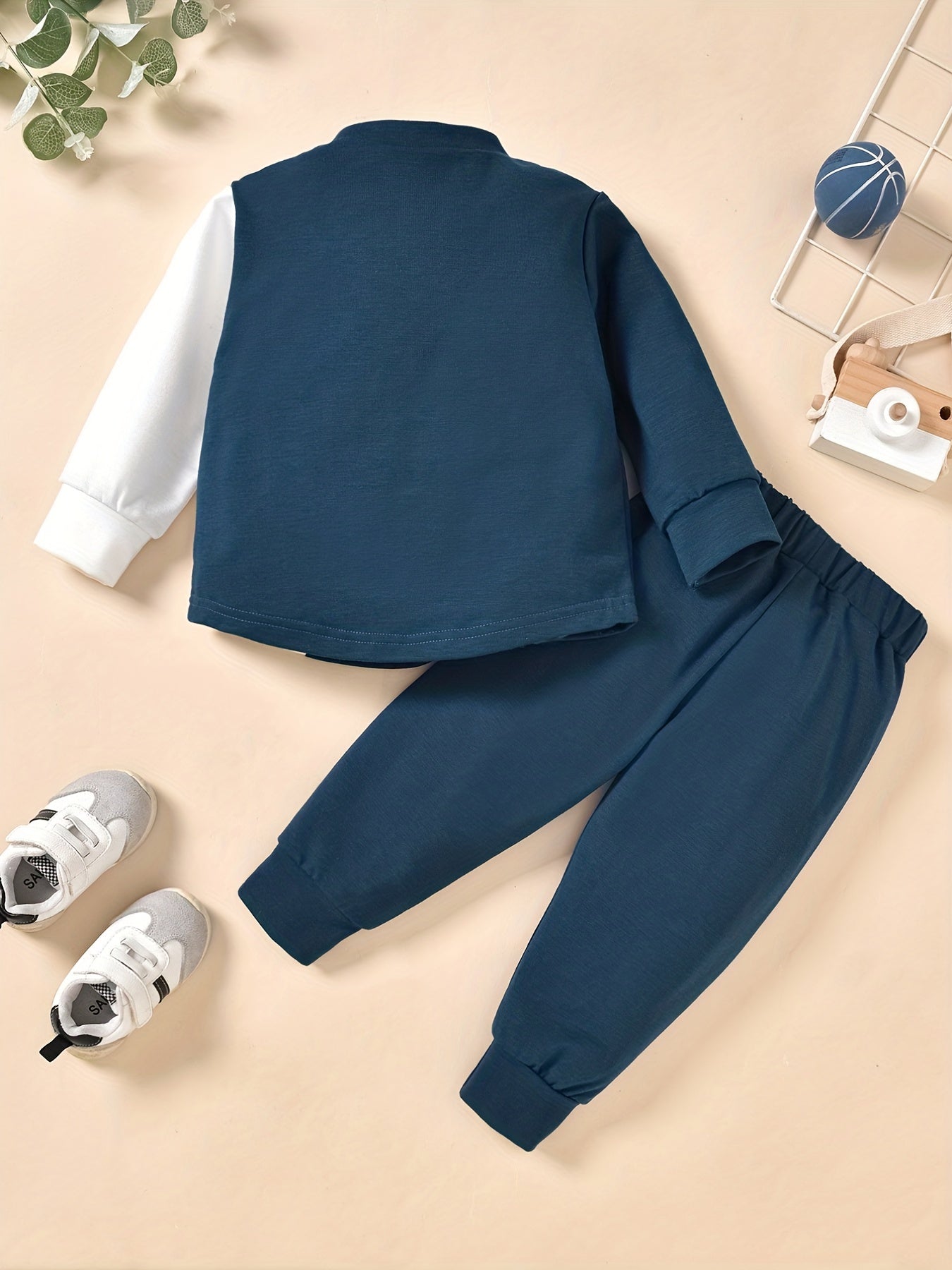 Baby Boys Contrast Outfit Long Sleeve Sweatshirt Trousers 2pcs Set
