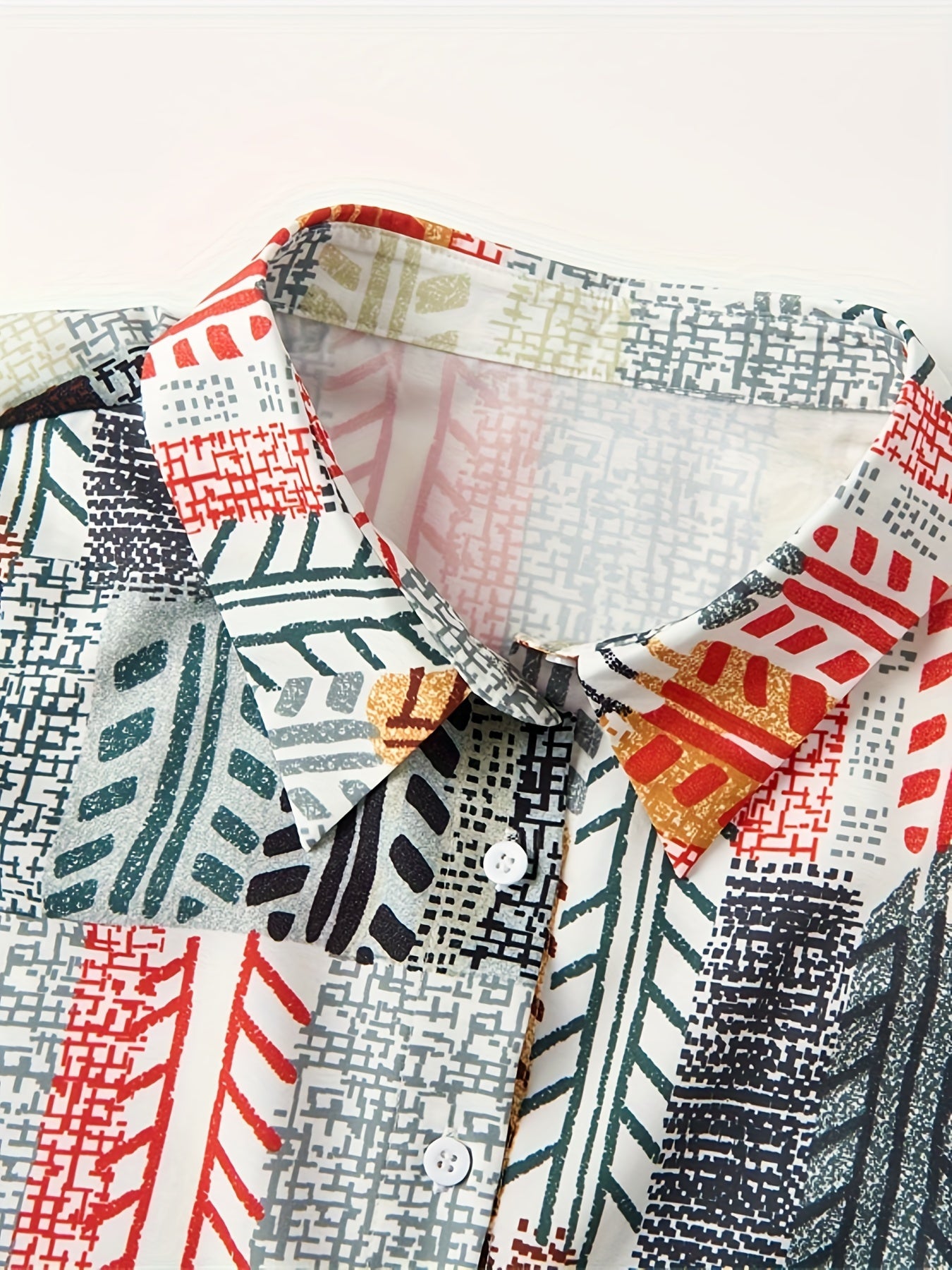  Patchwork Print Long Sleeve Shirt Top