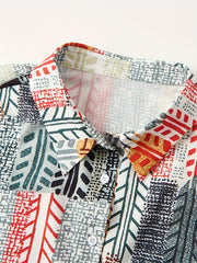  Patchwork Print Long Sleeve Shirt Top