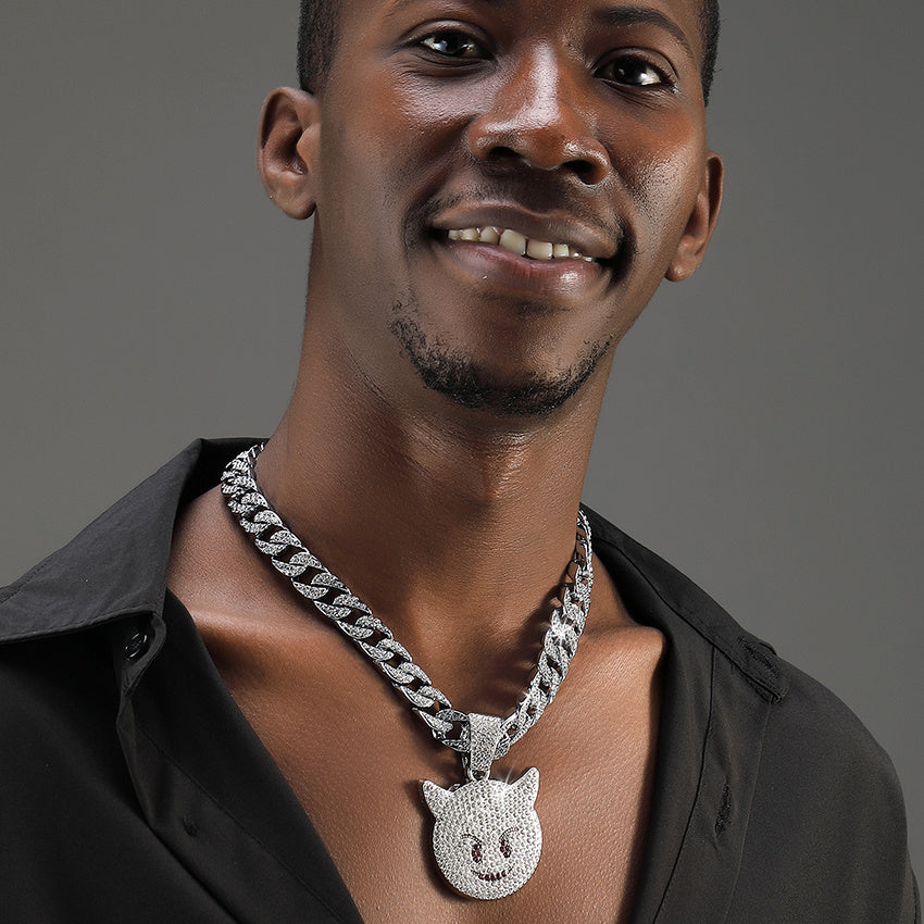 Cat Head Pendant Cuban Chain Necklace