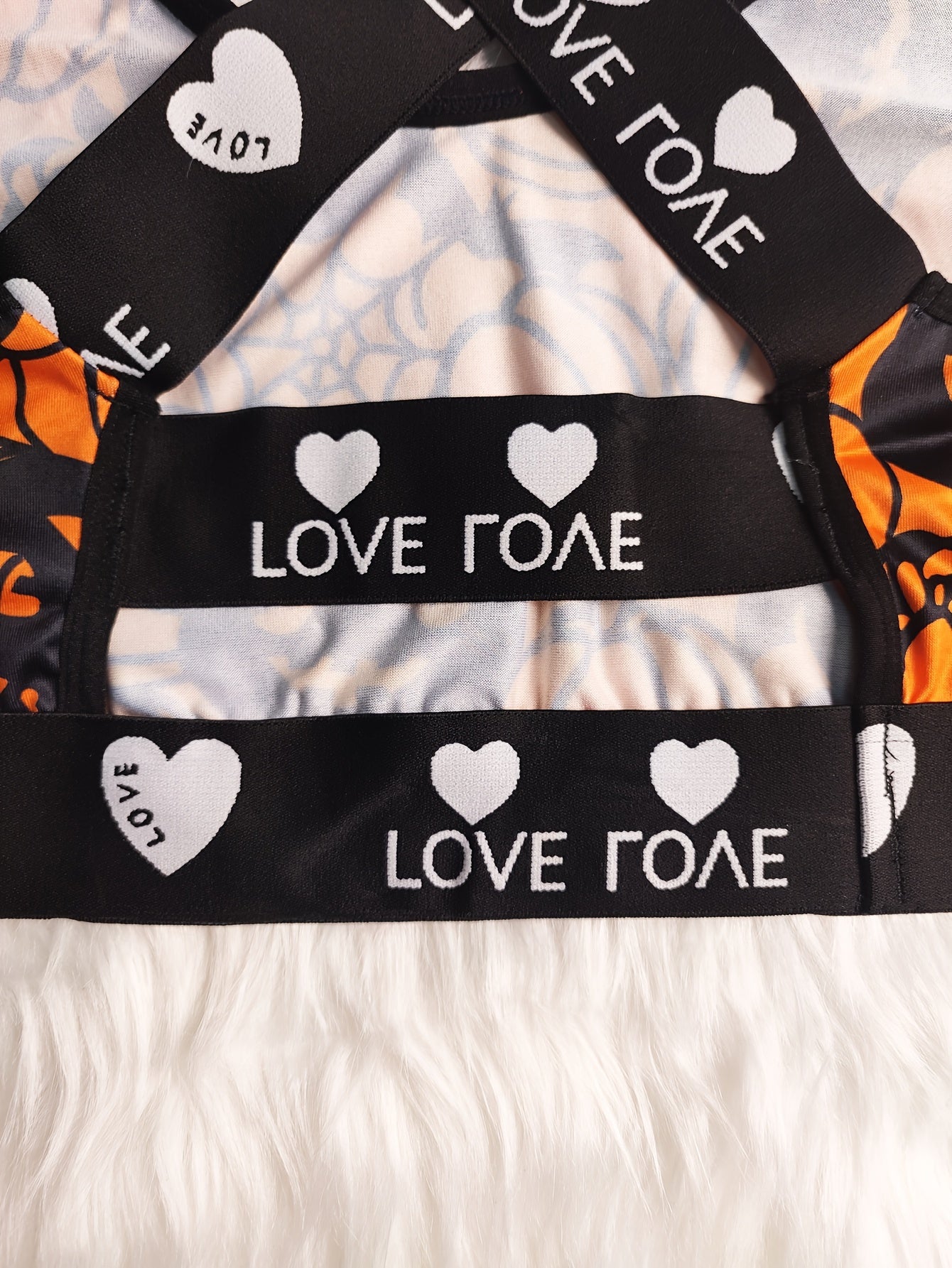  Gothic Bra Women's Pumpkin Print Crisscross Back Bra