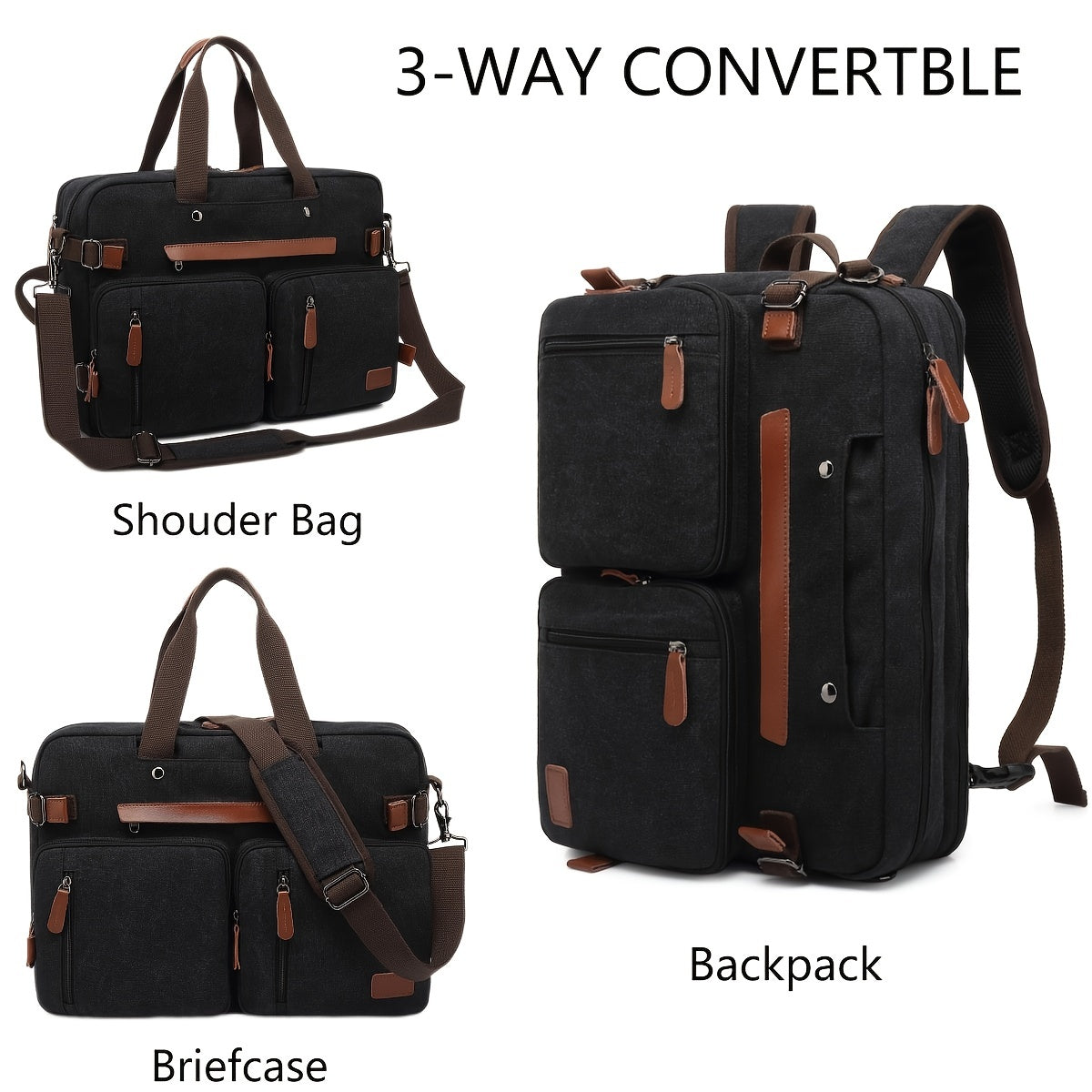 Convertible Laptop Bag Messenger Bag Backpack Briefcase For Men Women Business S