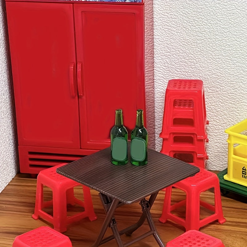 Mini Stool and Table Set for Dollhouse Decorations