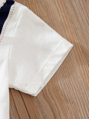 Newborn Infant Short Sleeve Gentleman Romper Cotton Button Bowtie Jumpsuits