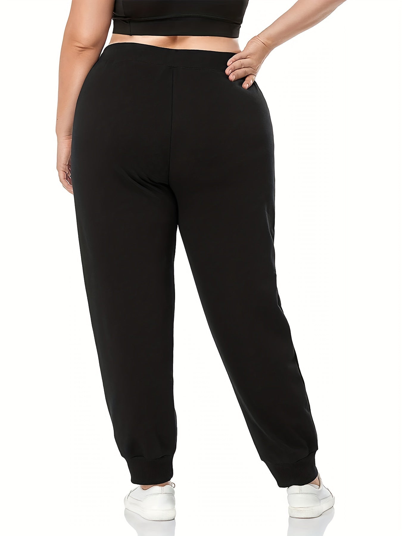  Letter Print Drawstring High Rise Sweatpants