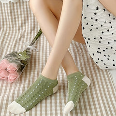 5 Pairs Floral Textured & Lightweight Low Cut Ankle Socks Women's Stockings