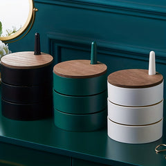 360 Degree Rotating Jewelry Storage Box for Earrings Rings and Small Items