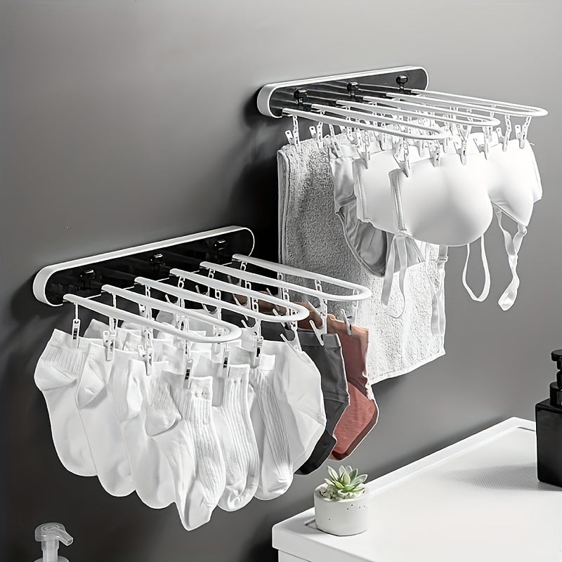 Balcony Drying Rack with 24 Clips Household Folding Rack