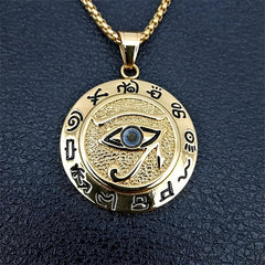 Ancient Egypt Horus Eye Amulet Golden Pendant Necklace