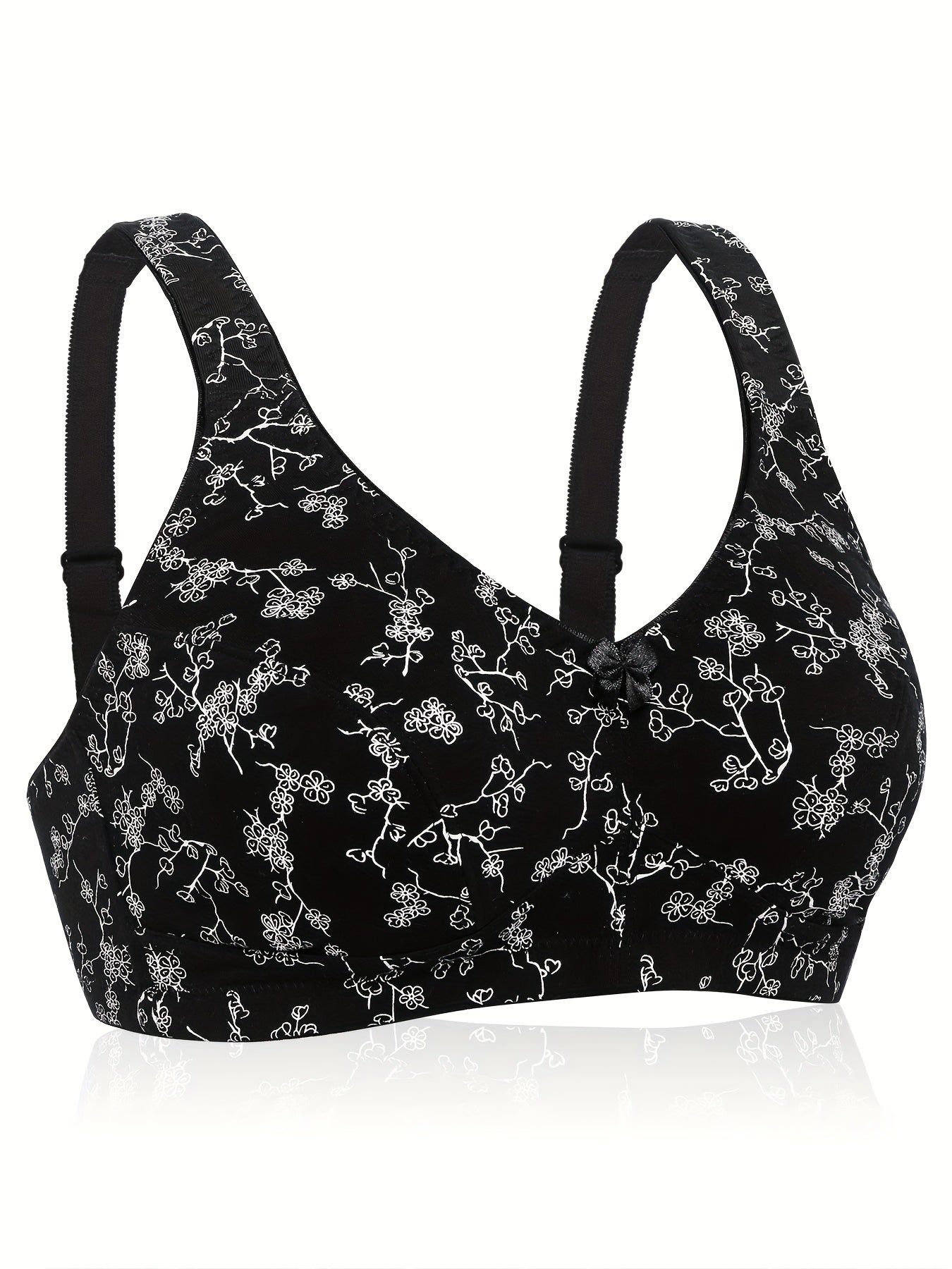 Floral Print Plus Size Wireless Comfort Bra