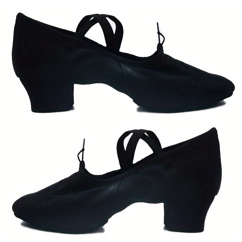 Women's Soft Sole Breathable Ballet Dance Shoes Low Heel Slip on Athletic Shoes