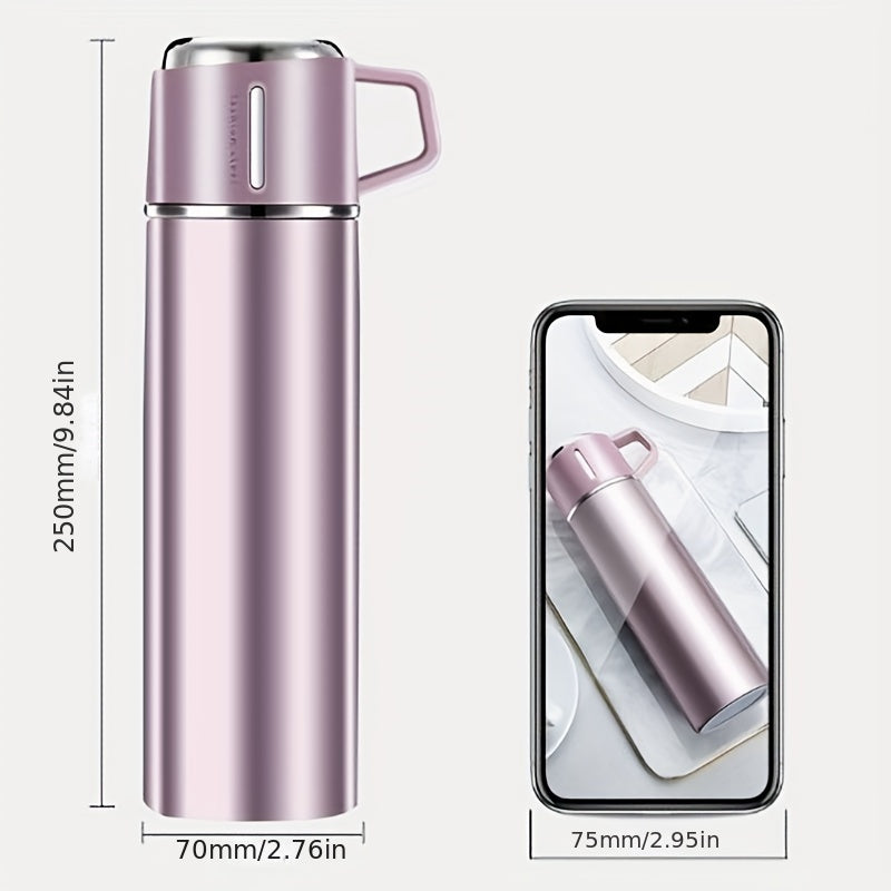500ml Stainless Steel Water Bottle with Tea Filter, Leakproof Insulated Tumbler