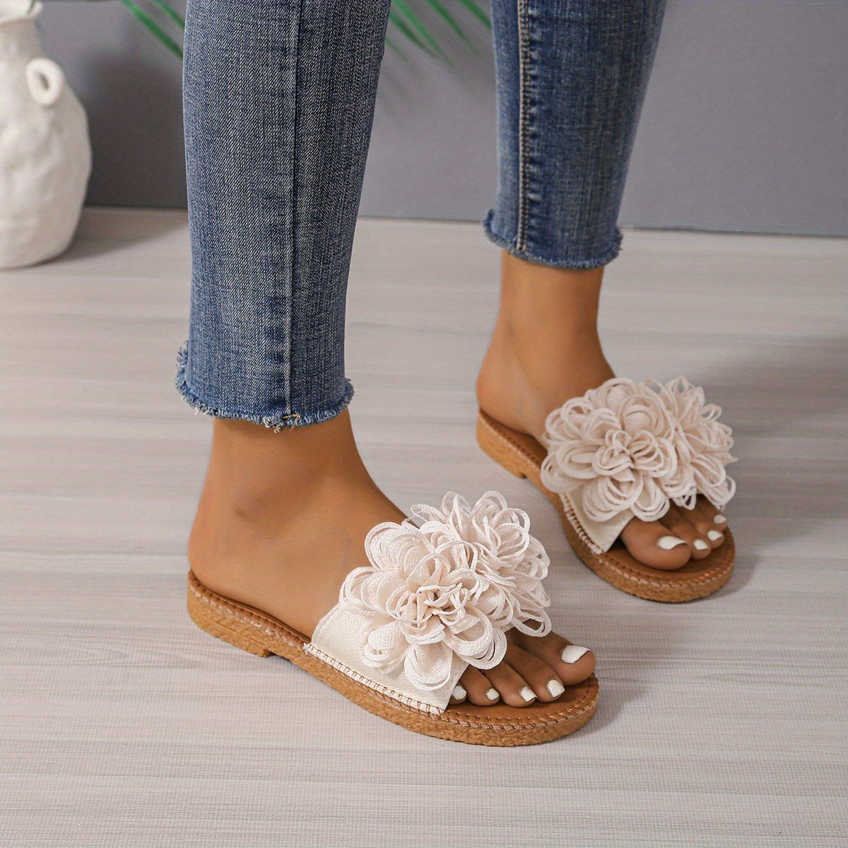 Women's Flat Slide Sandals Lightweight Slip On Shoes