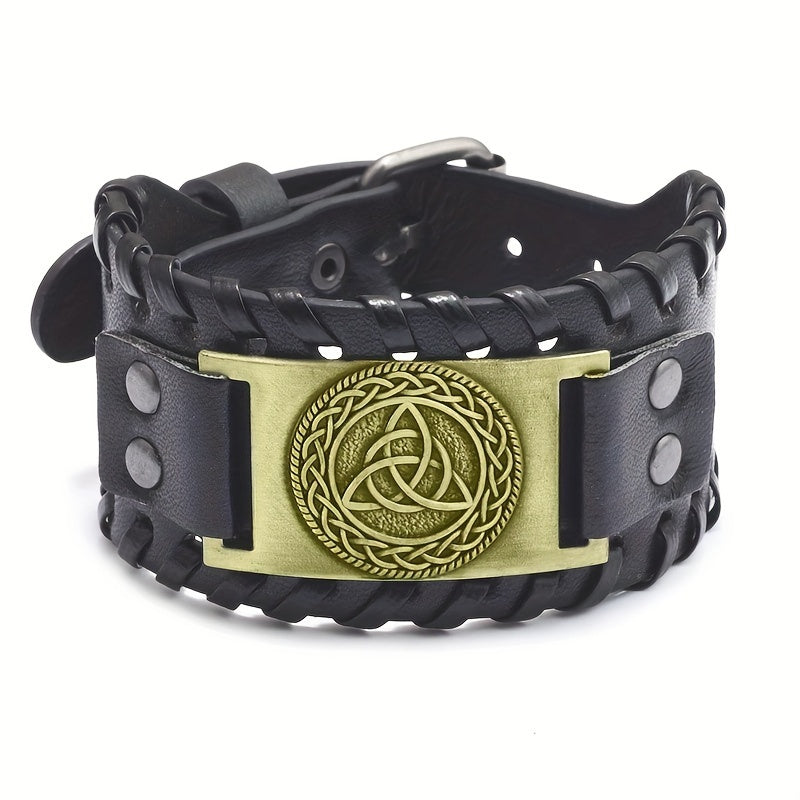 Viking Totem Bracelet Retro Triangle Logo Faux Leather