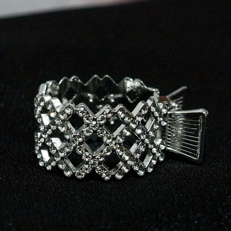 3pcs Crystal Hair Clips High Ponytail Holder Metal Rhinestone Hair Claw Clip
