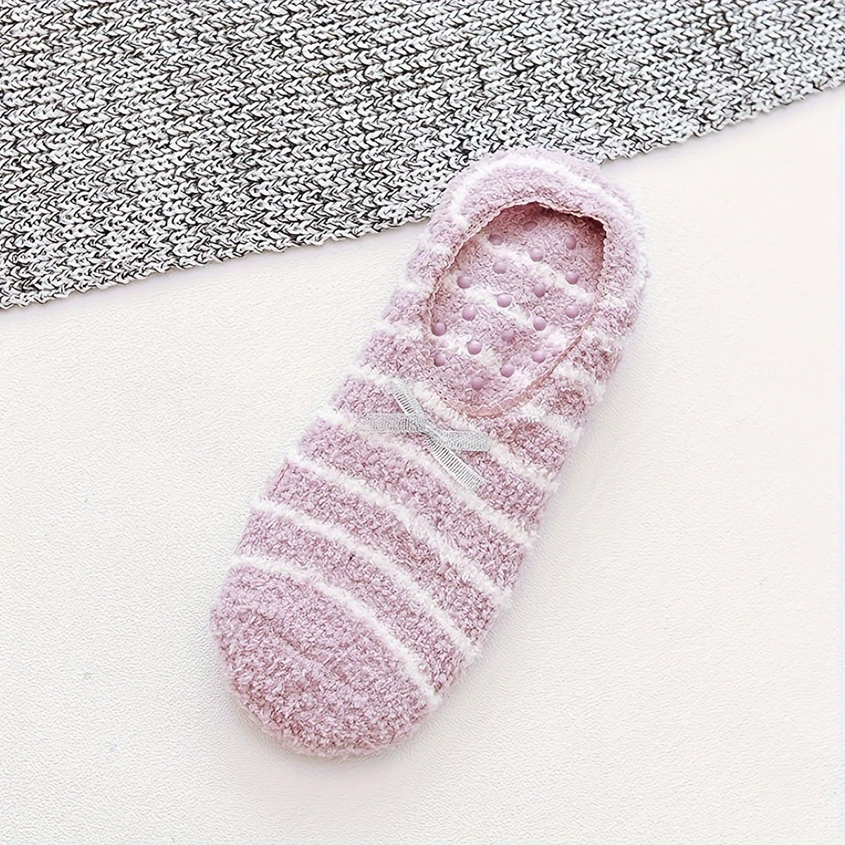 Bow Tie Fuzzy Socks Soft & Warm Low Cut Ankle Socks Women's