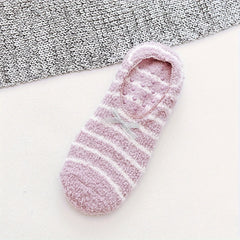Bow Tie Fuzzy Socks Soft & Warm Low Cut Ankle Socks Women's