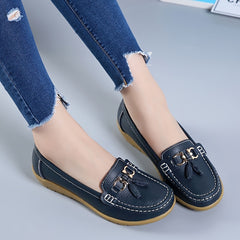 Women's Low Wedge Loafers Lightweight Slip On Shoes Soft Flats