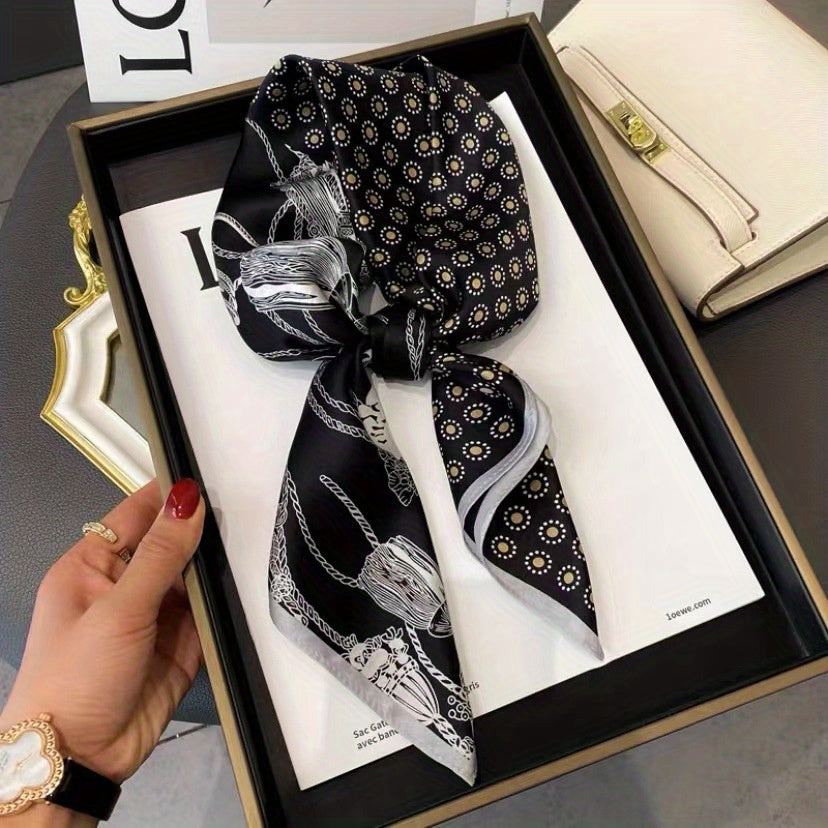 Satin Scarf 70 cm Square Print Neck Handbag Decorative Ribbon