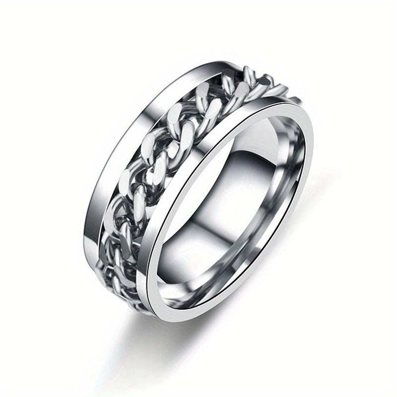 Titanium Steel Rotatable Chain Men's Ring Bottle Opener